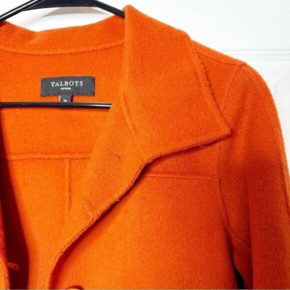 TALBOTS Burnt Orange Felted Wool Unlined Exposed Seam Jacket Size 2Petite - Picture 3 of 6